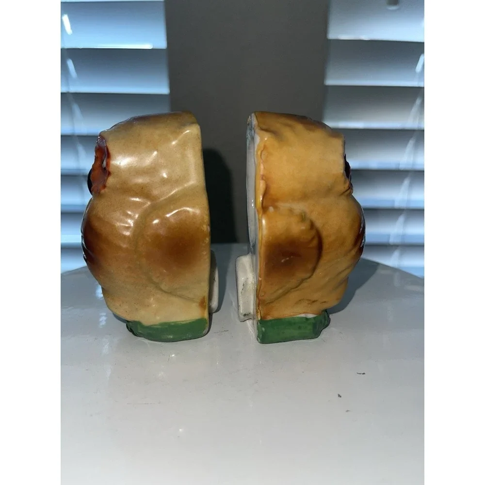 Vintage Porcelain 2 Figural Owl BIRD CAGE FEEDER/WATERER Made in Occupied Japan